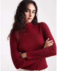 Miss Selfridge - Ribbed High Neck Top - Lyst