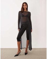 ASOS - Cape Top Van Mesh Met Lange Pasvorm En Stippenprint - Lyst