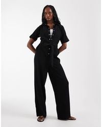 ONLY - Combinaison nouée à la taille avec manches courtes - Lyst