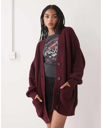 Monki - Gebreid Oversized Vest Met Lange Pasvorm - Lyst