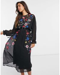 asos edition floral embroidered maxi dress with cutabout skirt