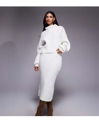 Kaiia - Exclusive Ribbed Knit Midi Skirt Co-Ord - Lyst