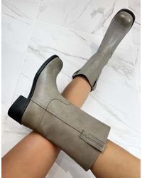 GIA STUDIOS - Trucker Pull Up Faux Leather Boots - Lyst