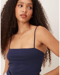 Gina Tricot - Débardeur ajusté à fines bretelles - bleu foncé - Lyst