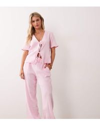 JDY Petite - Wide Leg Cheesecloth Trousers Co-ord - Lyst