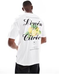 Only & Sons - Ruimvallend T-Shirt Met Print Van Citroenen Op De Achterkant - Lyst