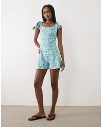 Miss Selfridge - Tie Shoulder Playsuit - Lyst