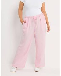Yours Clothing - Linen Look Wide Leg Trousers - Lyst
