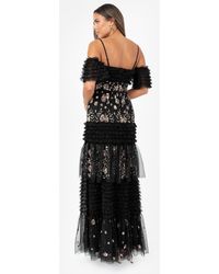 Maya - Embellished Ruffle Bardot Maxi Dress - Lyst