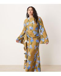 ASOS - Asos Design Curve Long Sleeve Maxi Dress With Ruffle Skirt - Lyst