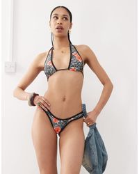 Motel - Farida Floral Zebra Print Bikin Bottoms - Lyst