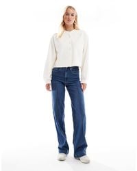 ONLY - – juicy – jeans aus dunkelem denim mit hohem bund, weitem bein und biesendetail - Lyst