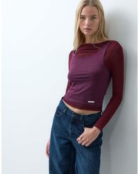 House Of Sunny - Double Layer Long Sleeve Mesh Top - Lyst