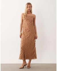 ASOS - Textured Fringe Backless Maxi Dress - Lyst
