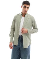 Polo Ralph Lauren - Camisa A Cuadros Vichy Verdes Y Blancos De Corte Slim Con Logo De Popelina De - Lyst