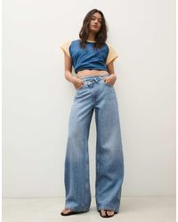 Bershka - Wide-leg Cross-waist Jeans - Lyst