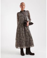 Wednesday's Girl - Smudge Leopard Tiered Midaxi Dress - Lyst