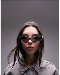 TOPSHOP - Poppy Slim Cat Eye Sunglasses - Lyst