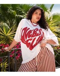 ASOS - Camiseta Extragrande Con Estampado Gráfico "Lovers Club" De Asos Design Curve-Blanco - Lyst