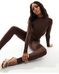Naked Wardrobe - Sculpted Long Sleeve Jumpsuit - Lyst
