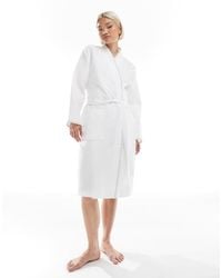 Loungeable - Whipstitch Detail Knee Length Waffle Robe - Lyst