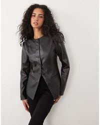 Miss Selfridge - Faux Leather Cinched Waist Button Through Shirt - Lyst