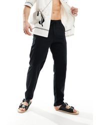 SELECTED - Smalle, Toelopende Broek Van Linnenmix - Lyst