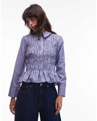 ASOS - Chemise smockée à rayures avec patte - Lyst