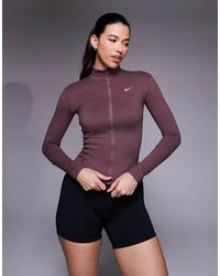 Nike - One Dri-fit Full Zip Fitted Long Sleeve Top - Lyst