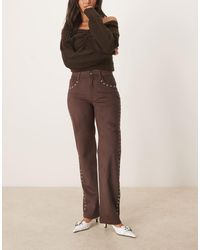 Abercrombie & Fitch - Faux Suede Studded High Rise 90s Relaxed Pants - Lyst