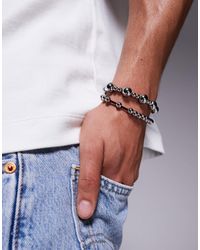 ASOS - Festival Beaded 2 Pack Bracelet With Black And Spacers - Lyst