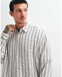 ASOS - Boxy Oversized Overhemd Met Structuur En Strepen - Lyst