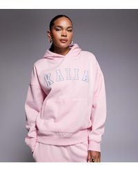 Kaiia - Exclusive Cotton Rich Embroidered Logo Oversized Hoodie Co-Ord - Lyst