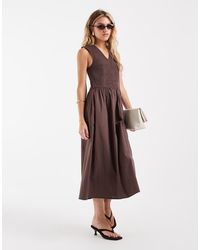 ONLY - V-neck Smock Midaxi Dress - Lyst