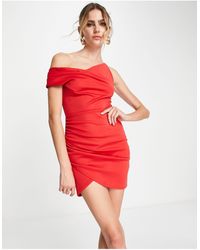 ASOS - Minimal Asymmetric Neckline Wrap Skirt Mini Dress - Lyst