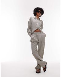 Mango - Elasticated Waist Staight Leg Stripe Trouser Co-ord - Lyst