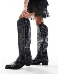 Public Desire - Serpentine Western Boot With Embroidery - Lyst