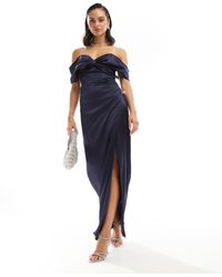 TFNC London - Satin Off Shoulder Maxi Dress - Lyst