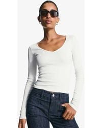 Bershka - Long Sleeve V-neck T-shirt - Lyst
