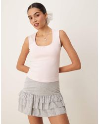 Gina Tricot - Camiseta De Tirantes Con Ribetes Bordados De Algodón De - Lyst