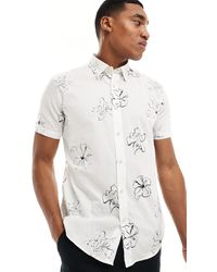 Ben Sherman - Short Sleeve Linear Floral Print Shirt - Lyst