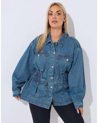 Yours Clothing - Elasticated Waist Denim Jacket - Lyst