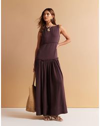 ASOS - Laundered Slash Neck Maxi Dress With Seaming Detail - Lyst