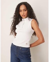 Calvin Klein - Polo Sin Mangas Con Cremallera Corta Y Logo De - Lyst