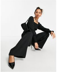 Y.A.S Long-sleeved Jumpsuit With Square Neck - Black