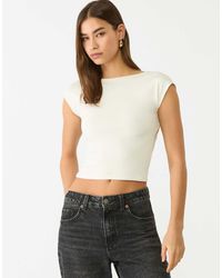 Stradivarius - T-shirt à dos ouvert - écru - Lyst