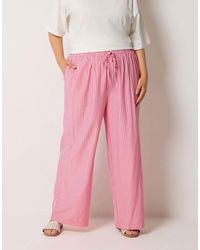 Yours Clothing - Stripe Wide Leg Trousers - Lyst