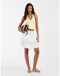 Vero Moda - Shirred Waist Ruffle Him Cheesecloth Mini Skirt - Lyst