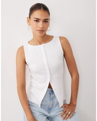 New Look - Boat Neck Button Through Tank Top - Lyst