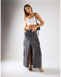 Glamorous - Denim Maxi Skirt - Lyst